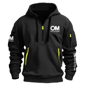 OM SYSTEM Photography Videography Exclusive Logo Fashion Hoodie Half Zipper BLPT61124A1OMSHHZ