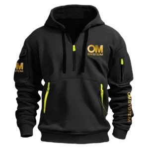 OM SYSTEM Photography Videography Exclusive Logo Fashion Hoodie Half Zipper BLPT61124A2OMSHHZ