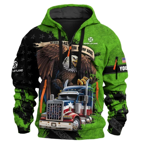 Ashok Leyland Gift For Truckers Exclusive Logo Hoodie Half Zip BLT11225A4AL3HZ