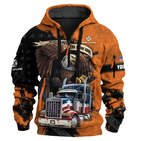 Ashok Leyland Gift For Truckers Exclusive Logo Hoodie Half Zip BLT11225A6AL3HZ