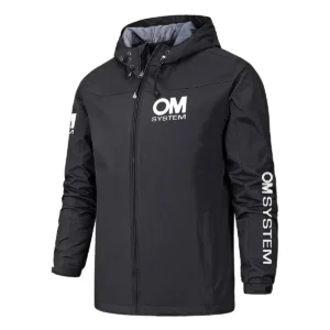 OM SYSTEM Photography Videography Exclusive Logo Waterproof Windbreaker Jacket BLPT61124A1OMSWWJ