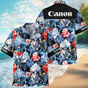 Customize Nikon-Canon-Your Logo Brand Pattern Patchwork Blue Style Hawaiian Clothing All Over Prints Summer Gift For Photographers BL1125A26
