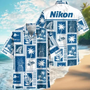 Customize Nikon-Canon-Your Logo Brand Retro Monotone Blue Tropical Hawaiian Clothing All Over Prints Summer Gift For Photographers BL1125A10