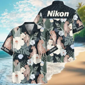 Customize Nikon-Canon-Your Logo Brand Leopards And Tropical Flowers Hawaiian Clothing All Over Prints Summer Gift For Photographers BL1125A61