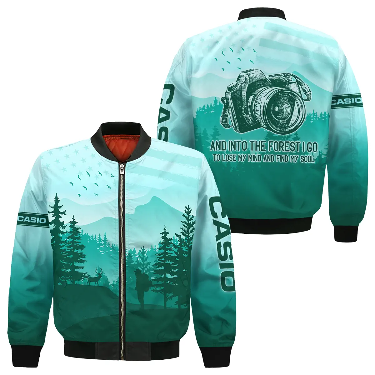 And Into The Forest I Go To Lose My Mind And Find My Soul Casio Photography Videography Apparel All Over Prints BL281024A1CS - Bomber