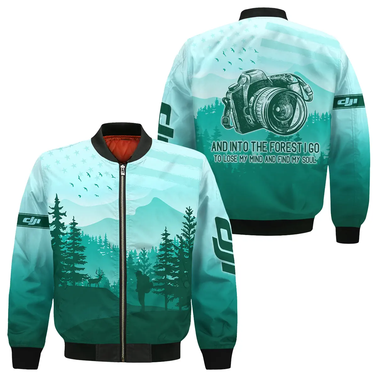 And Into The Forest I Go To Lose My Mind And Find My Soul DJI Photography Videography Apparel All Over Prints BL281024A1DJI - Bomber