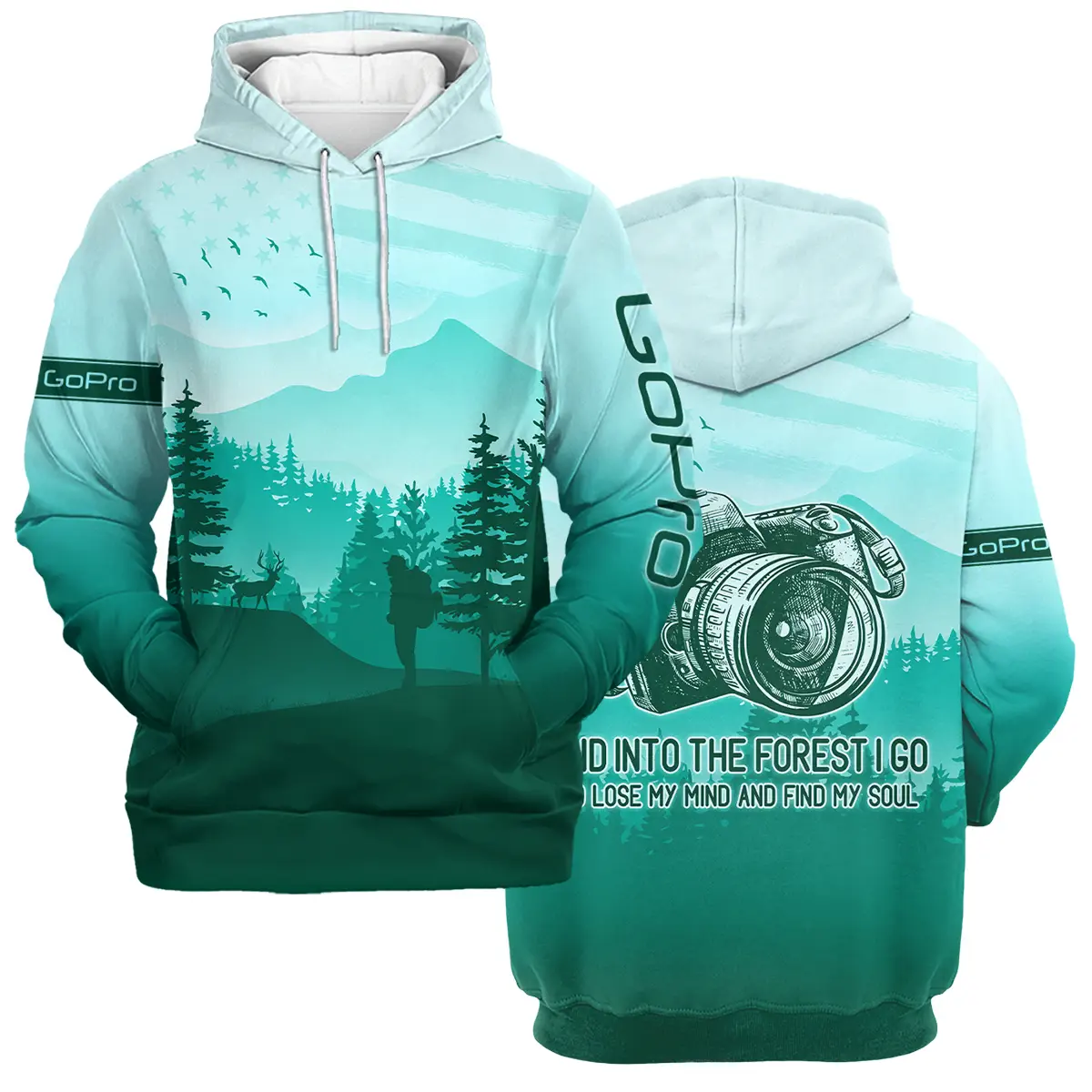 And Into The Forest I Go To Lose My Mind And Find My Soul GoPro Photography Videography Apparel All Over Prints BL281024A1GP - Hoodie