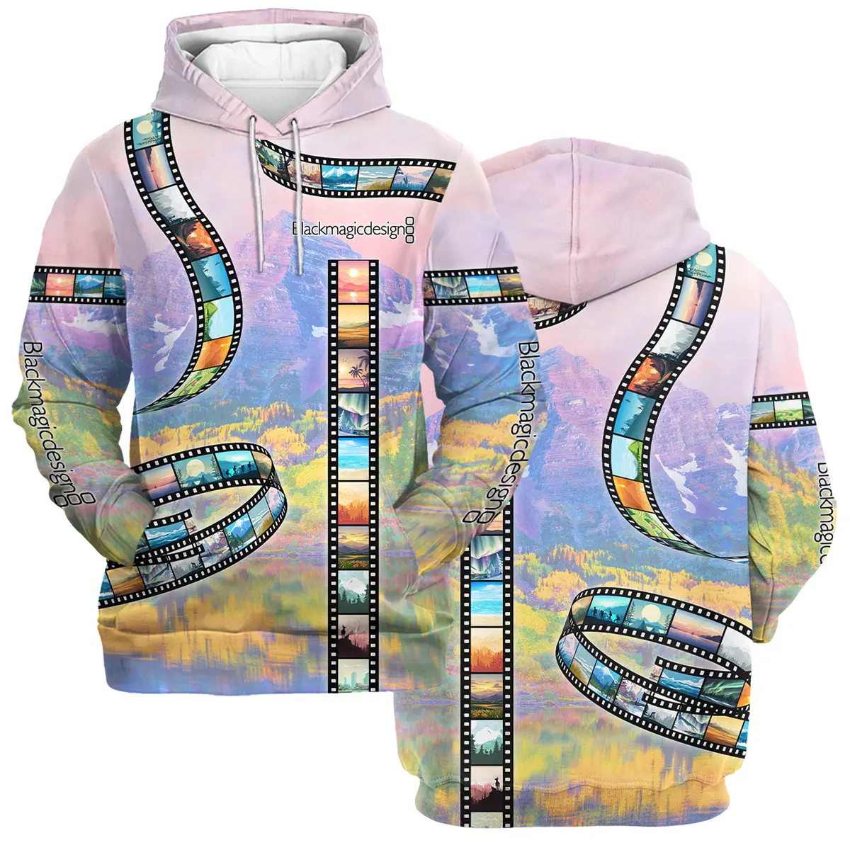 Film Reel Pattern Blackmagic Design Photography Videography Apparel All Over Prints BL291024A1BMD - Hoodie