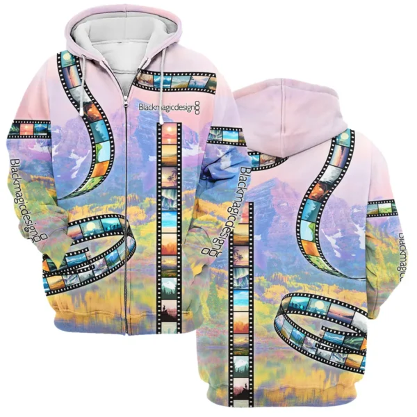 Film Reel Pattern Blackmagic Design Photography Videography Apparel All Over Prints BL291024A1BMD - Zipper Hoodie