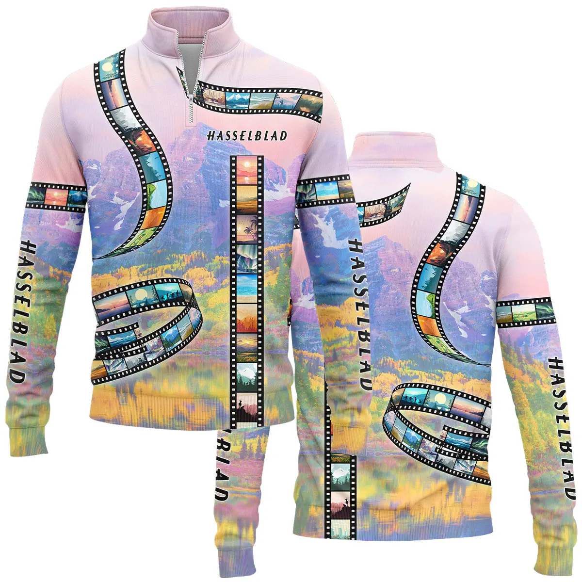 Film Reel Pattern Hasselblad Photography Videography Apparel All Over Prints BL291024A1HSB - Quarter-Zip Jacket