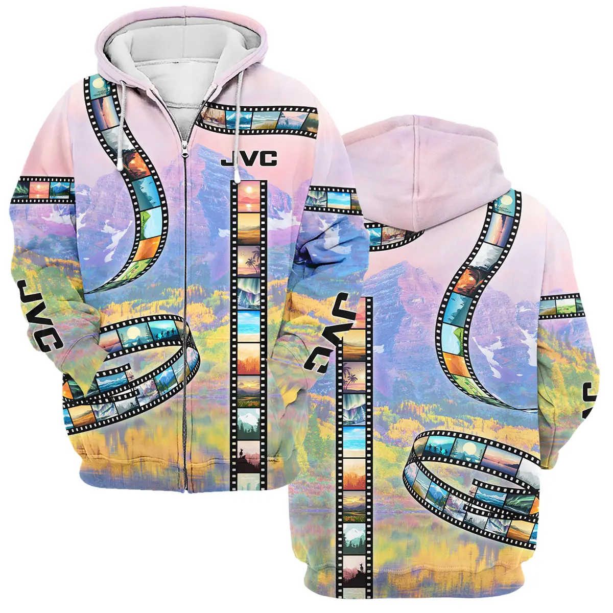 Film Reel Pattern JVC Photography Videography Apparel All Over Prints BL291024A1JVC - Zipper Hoodie