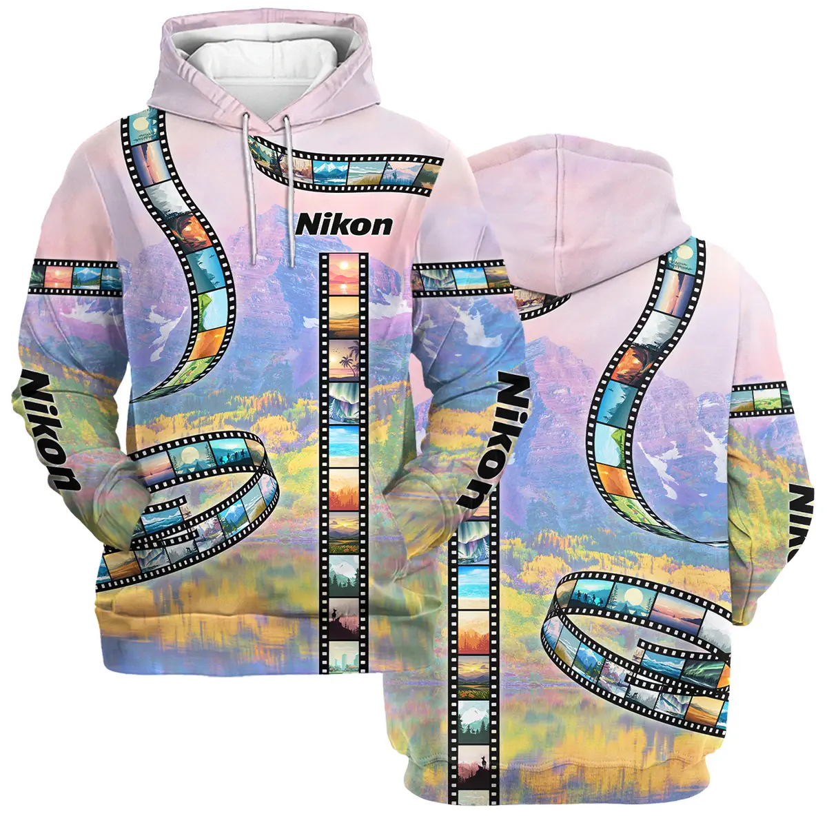 Film Reel Pattern Nikon Photography Videography Apparel All Over Prints BL291024A1NK - Hoodie