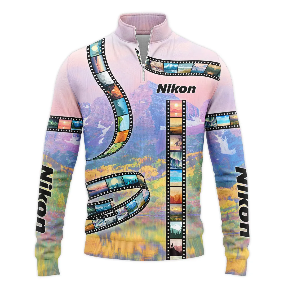 Film Reel Pattern Nikon Photography Videography Apparel All Over Prints BL291024A1NK - Quarter-Zip Jacket