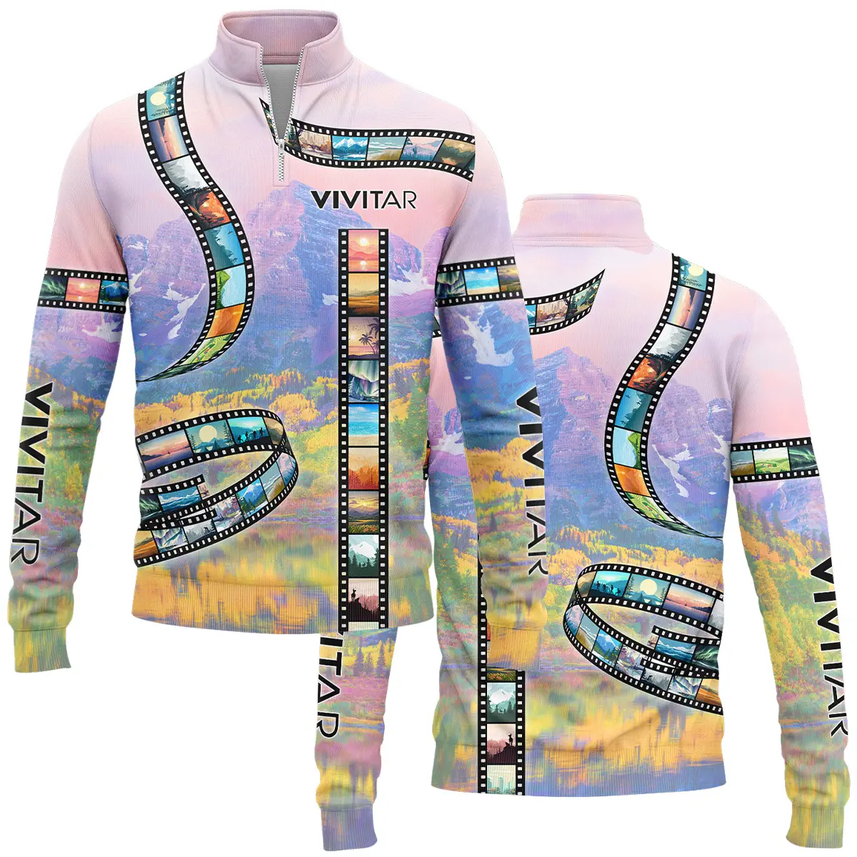 Film Reel Pattern Vivitar Photography Videography Apparel All Over Prints BL291024A1VVT - Quarter-Zip Jacket