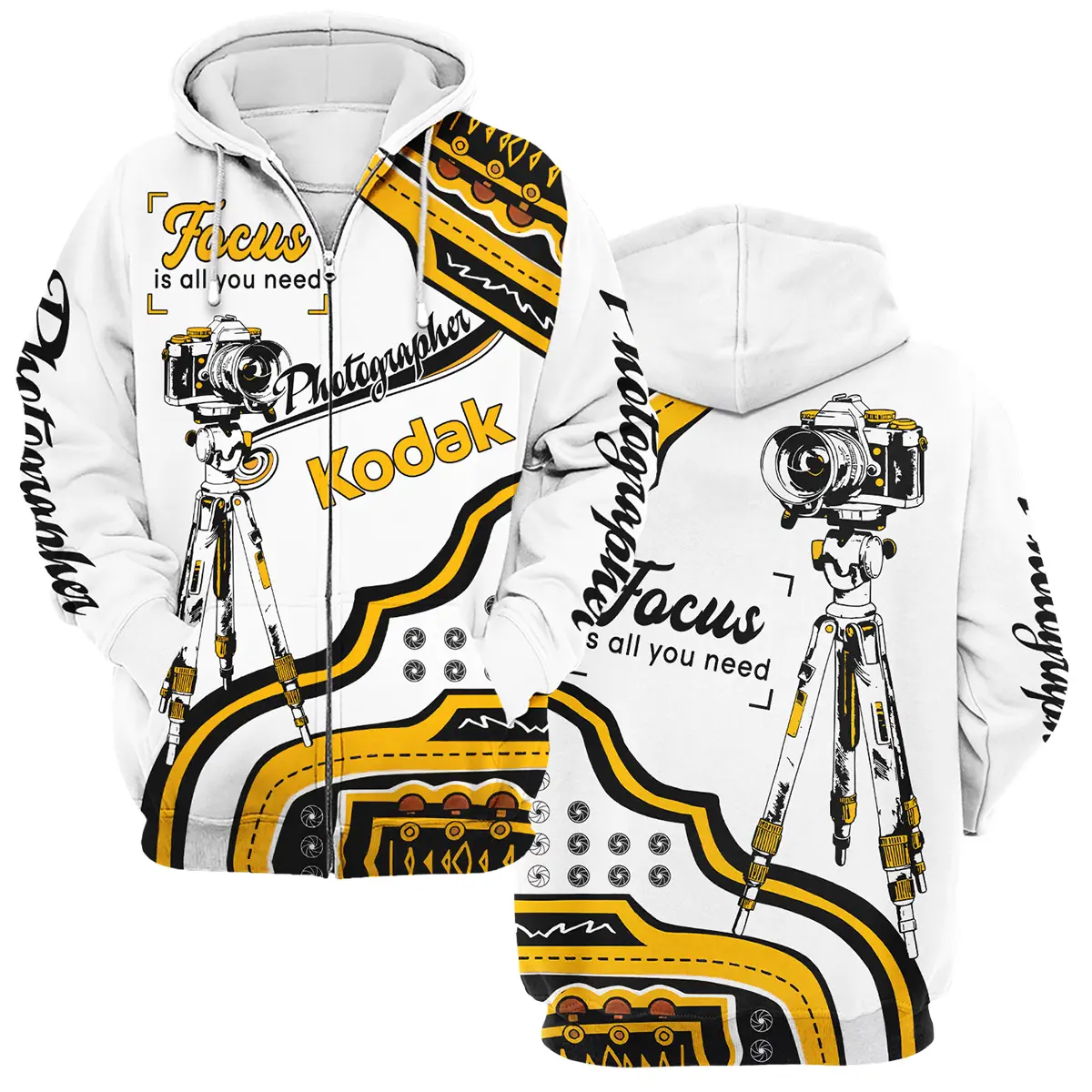 Focus Is All You Need Kodak Photography Videography Apparel All Over Prints BL261024A1KD - Zipper Hoodie