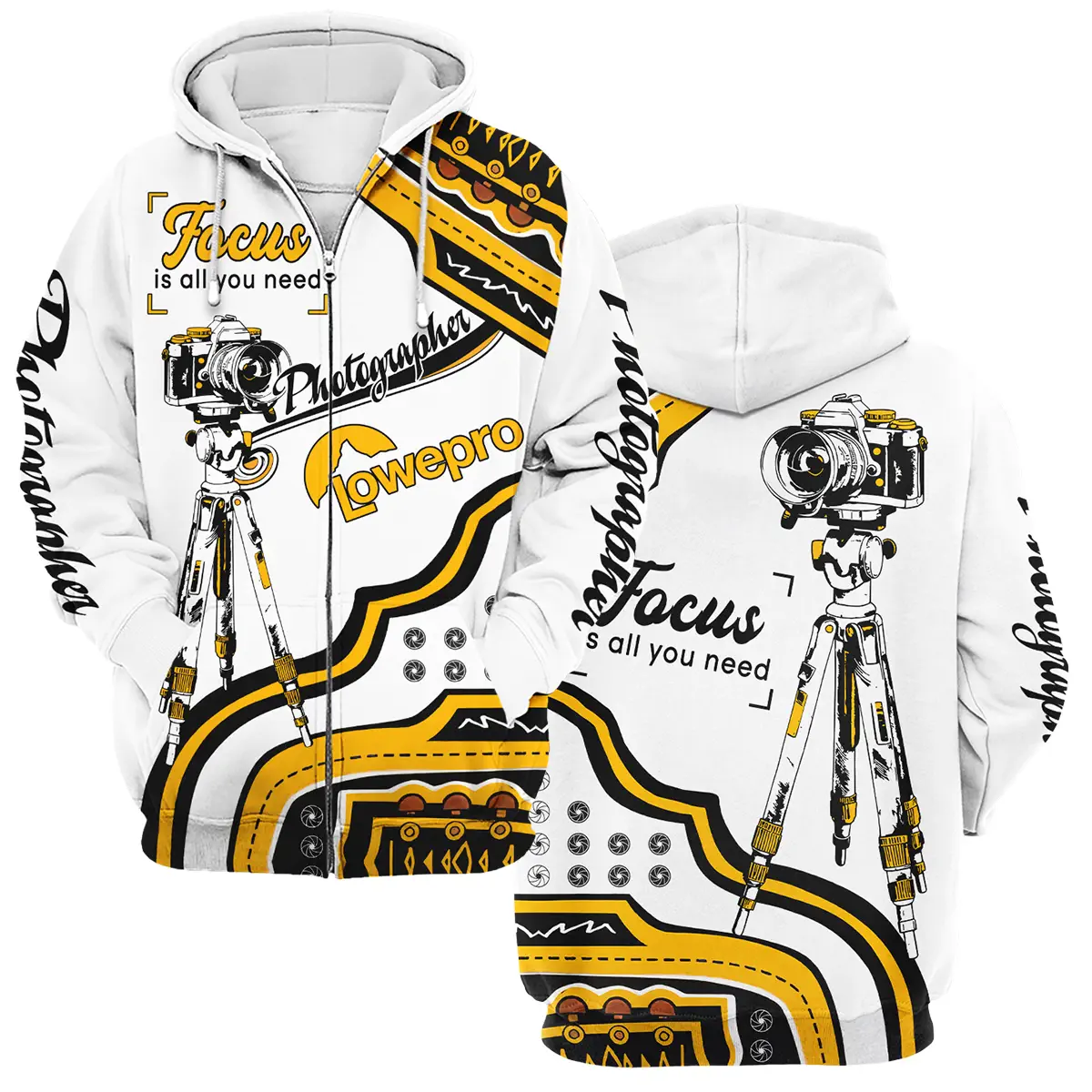 Focus Is All You Need Lowepro Photography Videography Apparel All Over Prints BL261024A1LP - Zipper Hoodie
