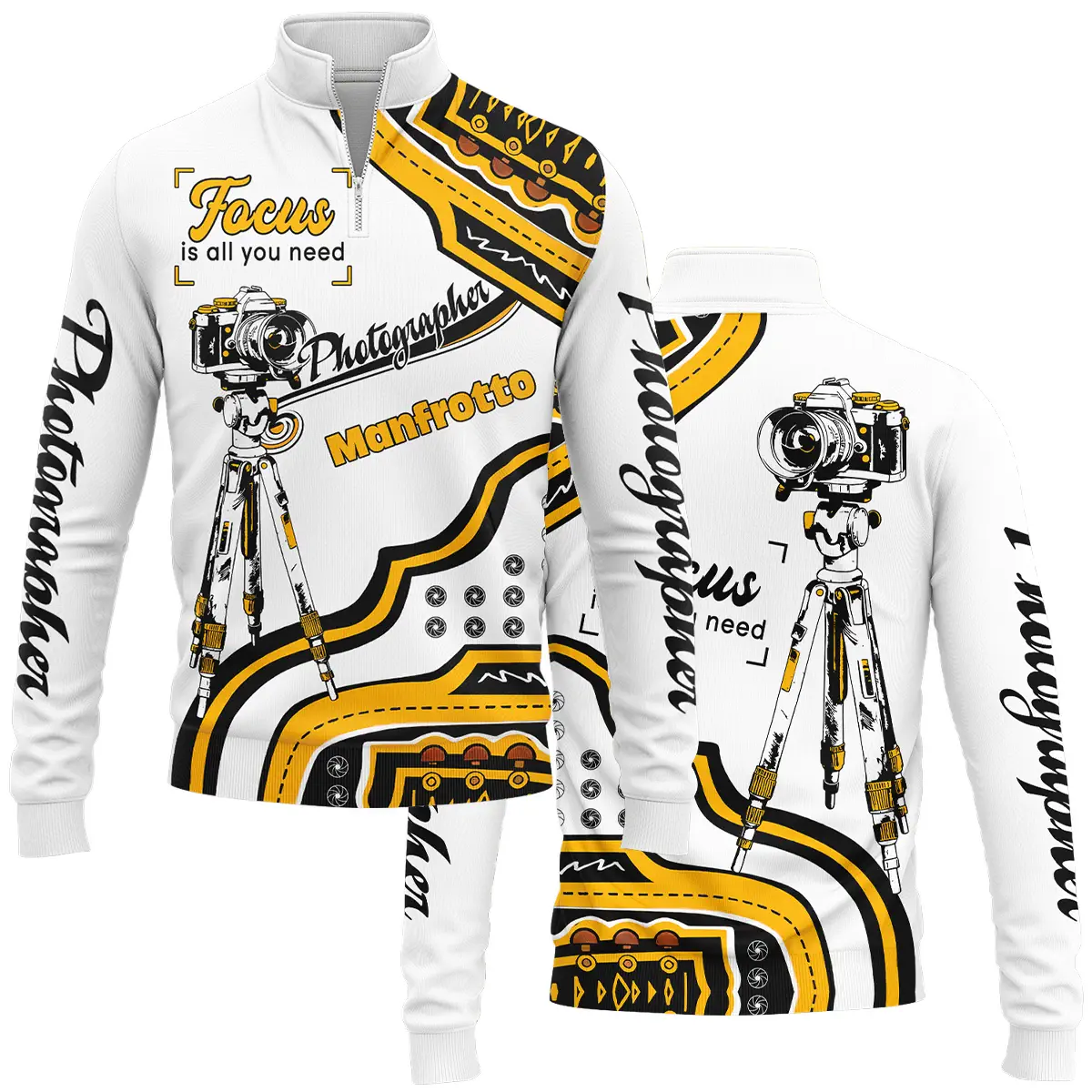 Focus Is All You Need Manfrotto Photography Videography Apparel All Over Prints BL261024A1MFT - Quarter-Zip Jacket