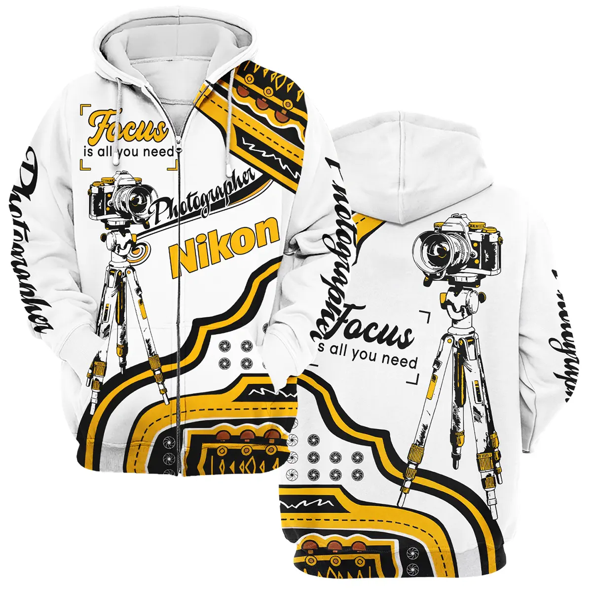 Focus Is All You Need Nikon Photography Videography Apparel All Over Prints BL261024A1NK - Zipper Hoodie