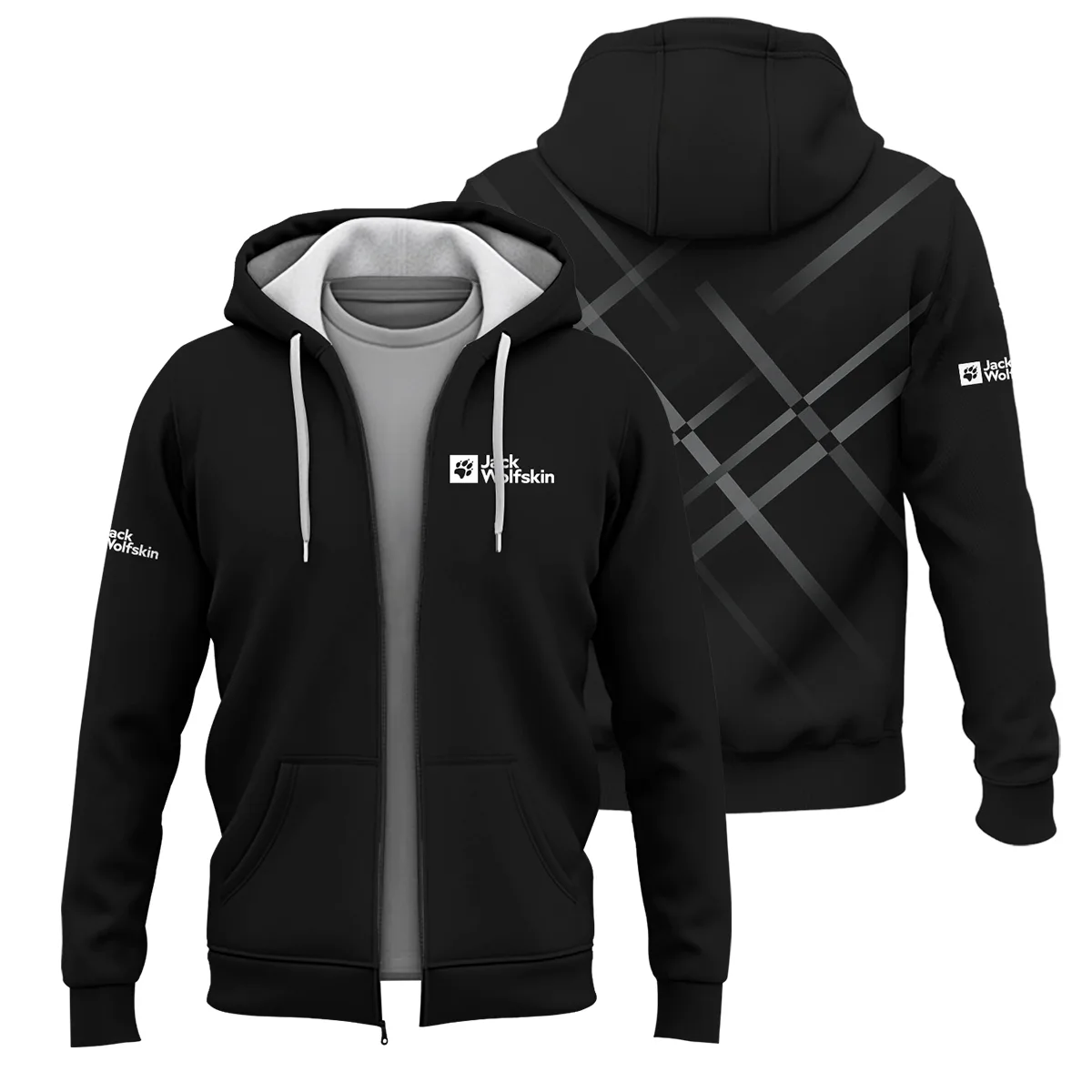 Jack Wolfskin Outdoor Clothing Brand Exclusive Logo Zipper Hoodie BLBR291124A3JW