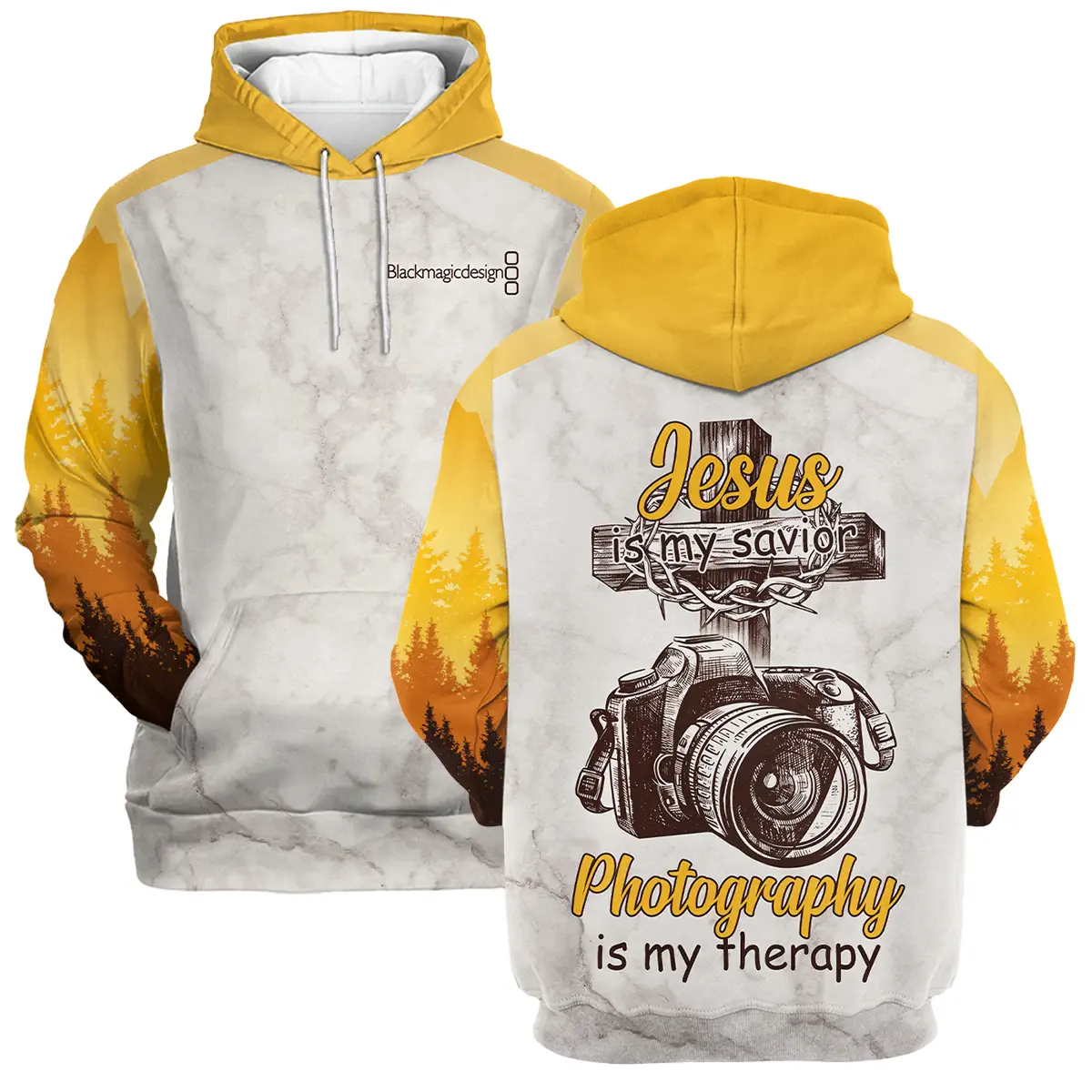 Jesus Is My Savior Photography Is My Therapy Blackmagic Design Photography Videography Apparel All Over Prints BL241024A2BMD - Hoodie