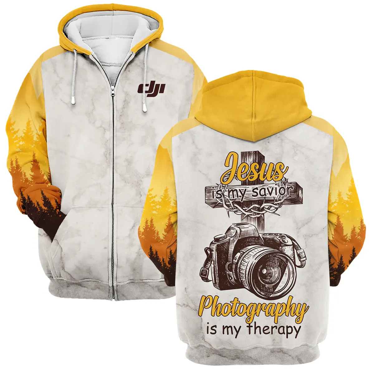 Jesus Is My Savior Photography Is My Therapy DJI Photography Videography Apparel All Over Prints BL241024A2DJI - Zipper Hoodie