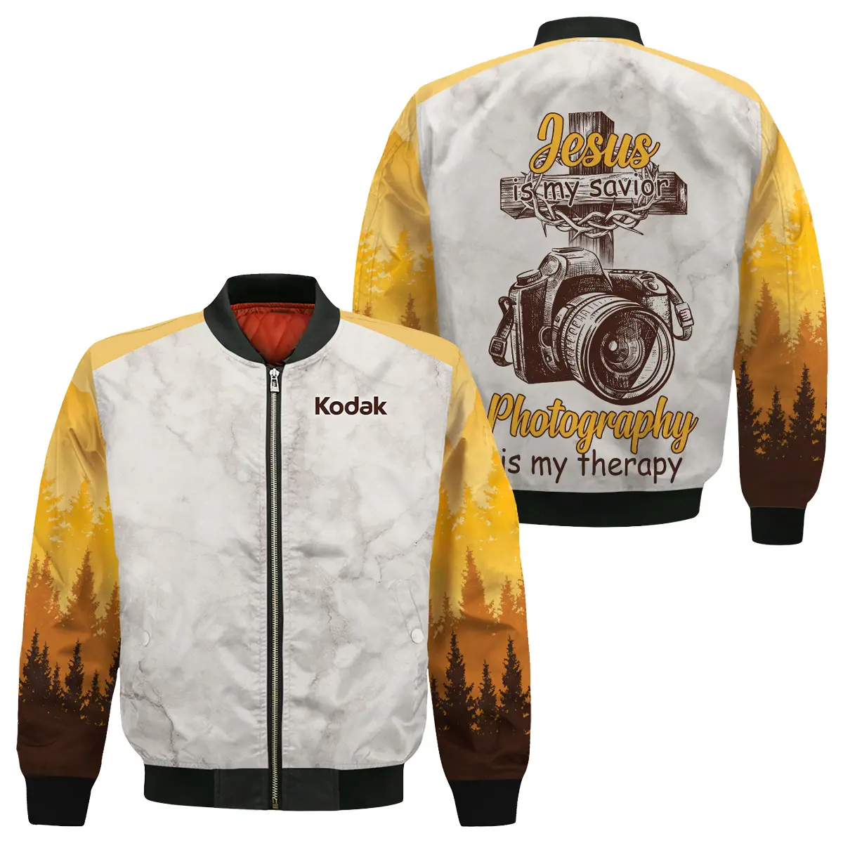 Jesus Is My Savior Photography Is My Therapy Kodak Photography Videography Apparel All Over Prints BL241024A2KD - Bomber