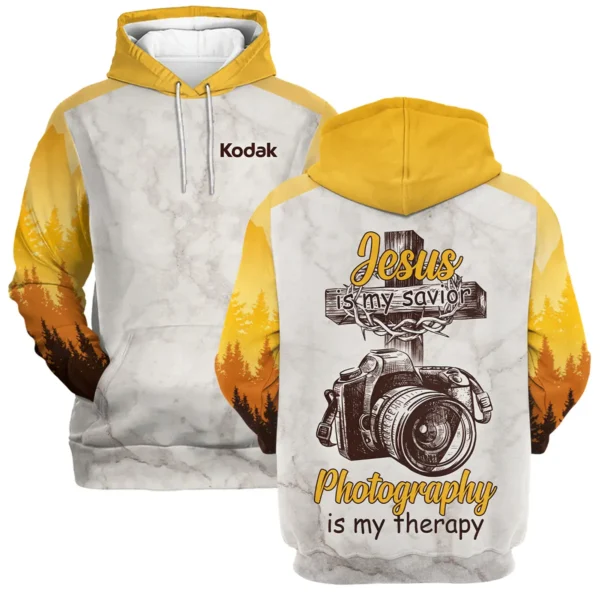 Jesus Is My Savior Photography Is My Therapy Kodak Photography Videography Apparel All Over Prints BL241024A2KD - Hoodie