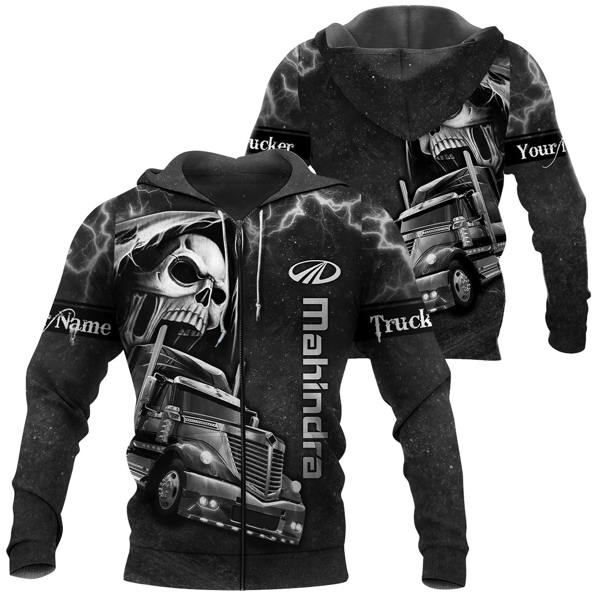 Mahindra Gift For Trucker Exclusive Logo Zipper Hoodie BLT22125MHDZHD