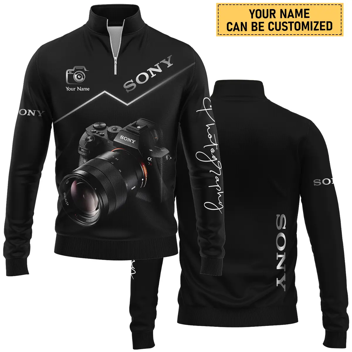 Personalized Gift Custom Name Sony Camera Photography Apparel All Over Prints BLPT81124A1SN - Quarter-Zip Jacket