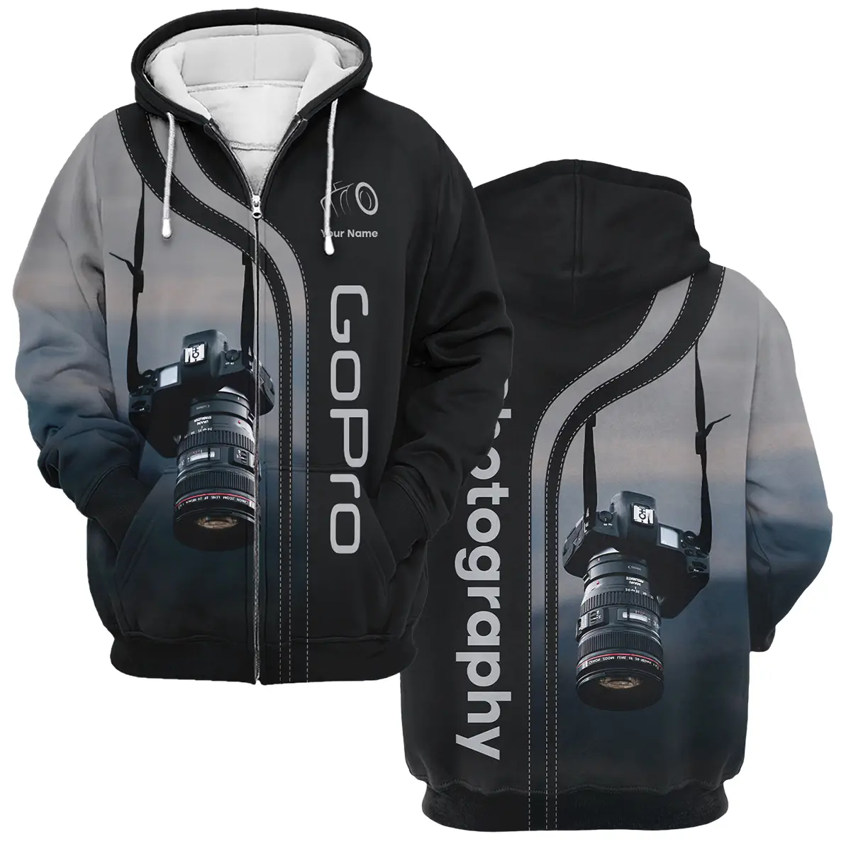 Personalized Gifts Custom Your Name GoPro Photography Videography Apparel All Over Prints BL251024A1GP - Zipper Hoodie