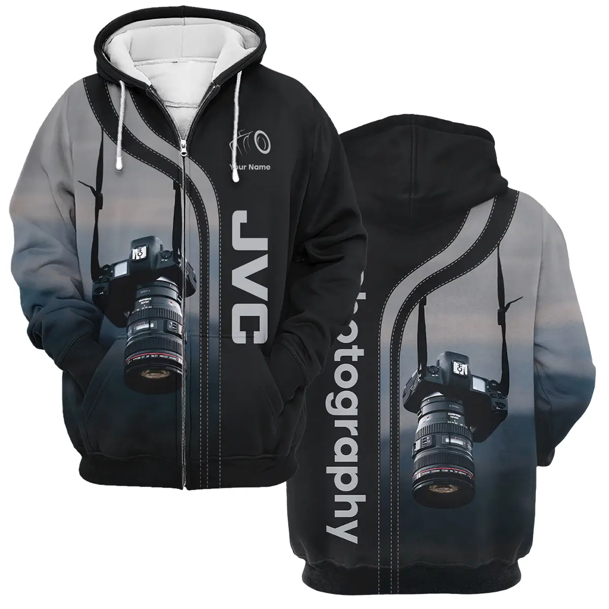 Personalized Gifts Custom Your Name JVC Photography Videography Apparel All Over Prints BL251024A1JVC - Zipper Hoodie