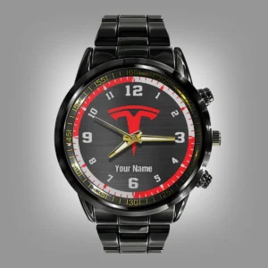 Tesla Semi Black Stainless Steel Watch Gift For Truckers BLT6325TES