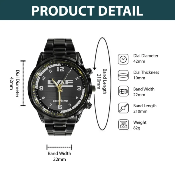 DAF Trucks Black Stainless Steel Watch Gift For Truckers BLT6325DAF