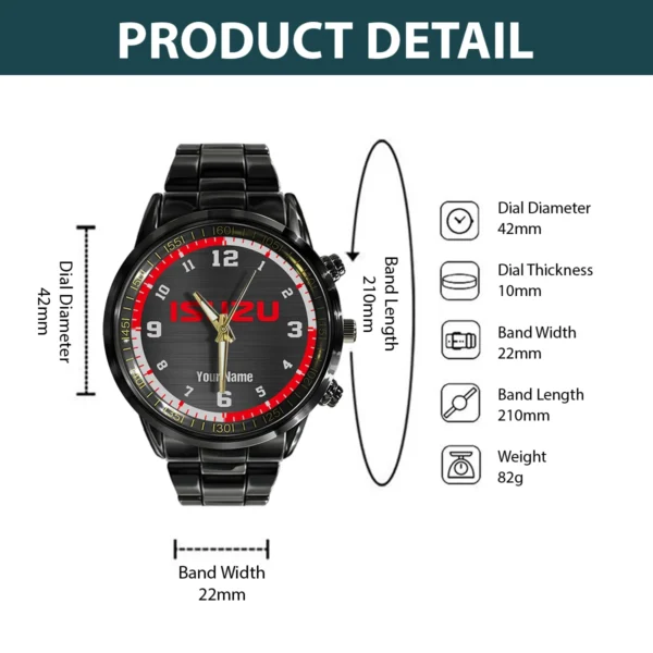 Isuzu Trucks Black Stainless Steel Watch Gift For Truckers BLT6325ISZ