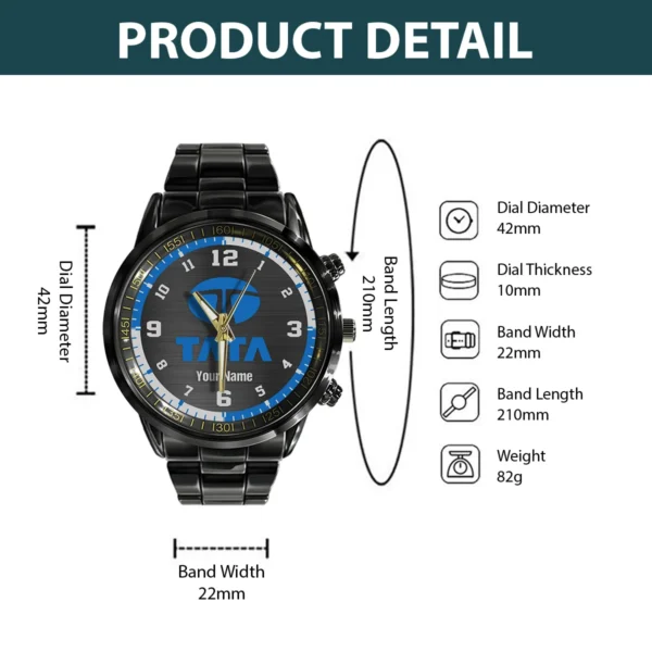 Tata Motors Black Stainless Steel Watch Gift For Truckers BLT6325TM