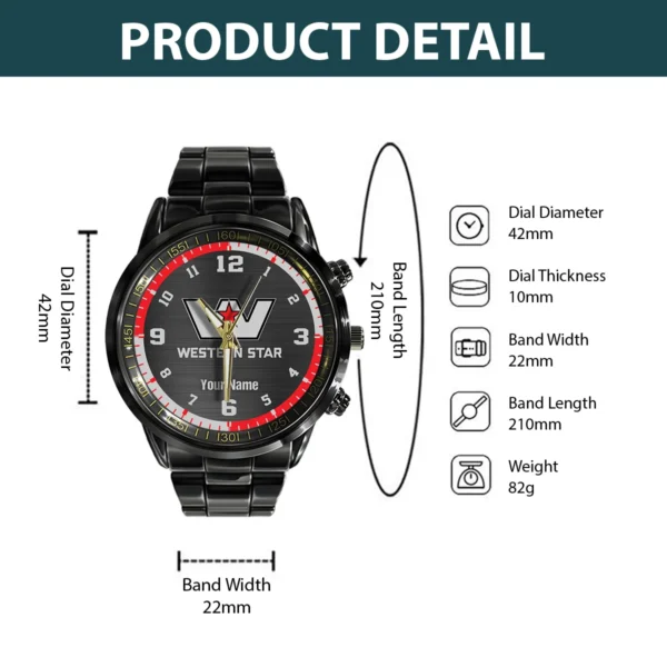 Western Star Black Stainless Steel Watch Gift For Truckers BLT6325WS