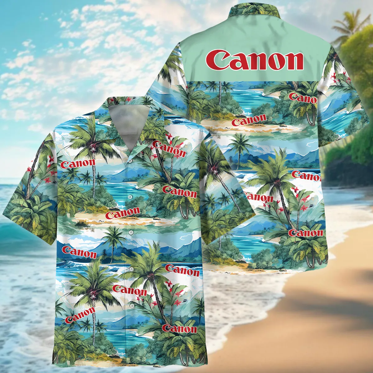 Canon Hawaii Palm Tree Watercolor Photography Summer Pattern Oversized Hawaiian Shirt All Over Prints Gift Loves BL1125A2CNHW
