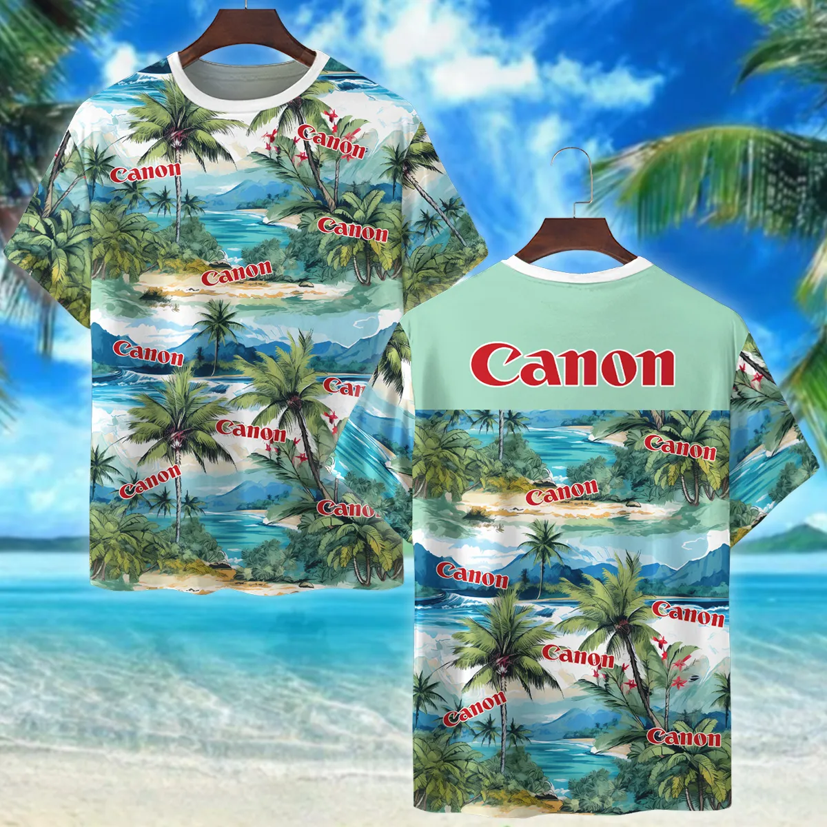 Canon Hawaii Palm Tree Watercolor Photography Summer Pattern Premium T-Shirt All Over Prints Gift Loves BL1125A2CNTS