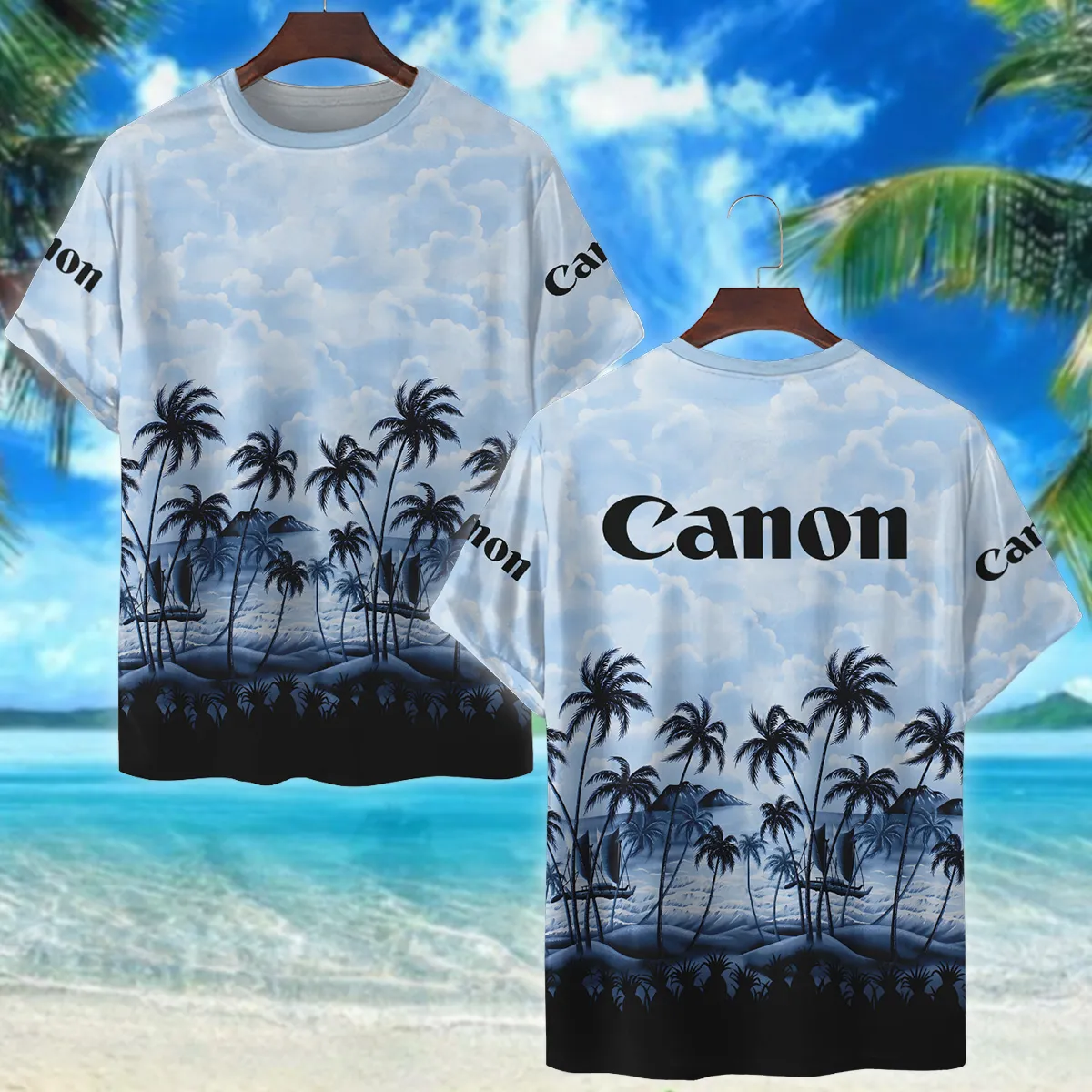 Canon Island Palm And Cloud Photography Summer Pattern Premium T-Shirt All Over Prints Gift Loves BL1125A11CNTS
