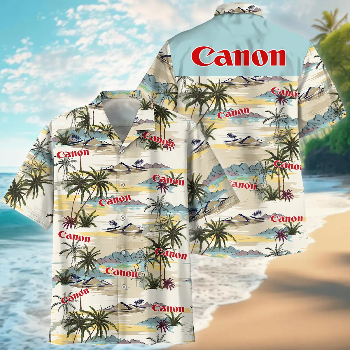 Canon Island Pattern Palm Trees Photography Summer Pattern Oversized Hawaiian Shirt All Over Prints Gift Loves BL1125A1CNHW