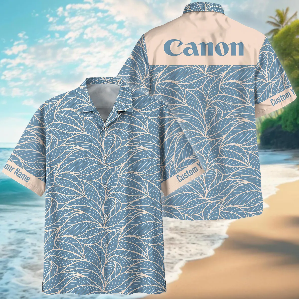 Canon Outlined Leaves Minimal Style Photography Summer Pattern Oversized Hawaiian Shirt All Over Prints Gift Loves BL1125A38CNHW