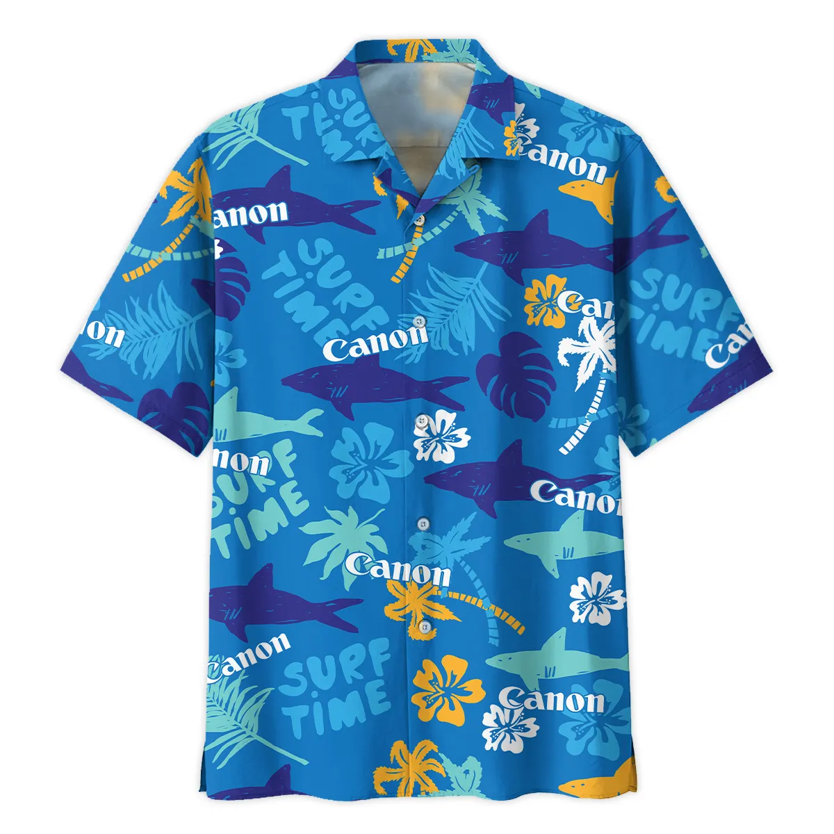 Canon Palm Leaf Flower Shark Photography Summer Pattern Oversized Hawaiian Shirt All Over Prints Gift Loves BL1125A42CNHW