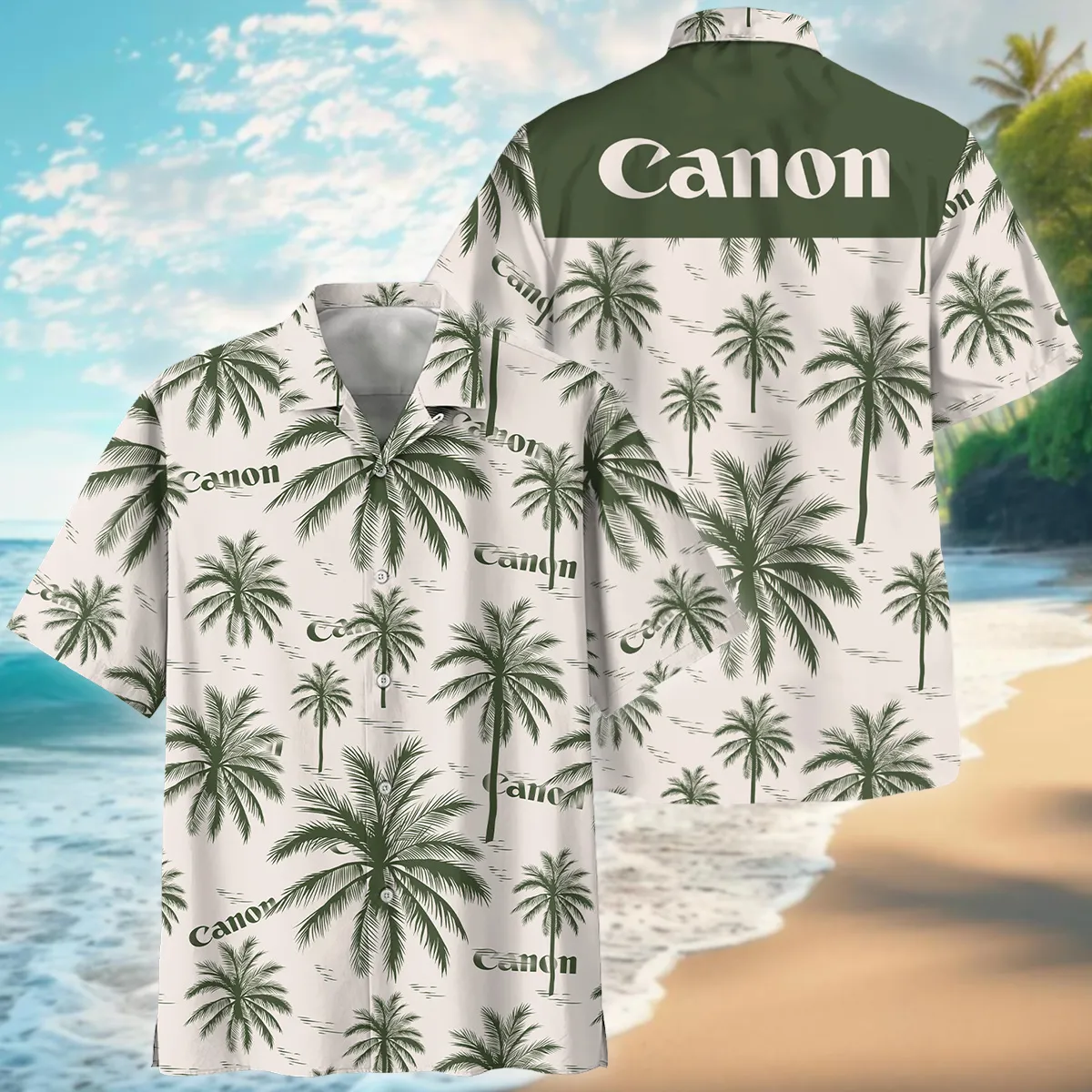 Canon Pattern With Green Palms Photography Summer Pattern Oversized Hawaiian Shirt All Over Prints Gift Loves BL1125A22CNHW