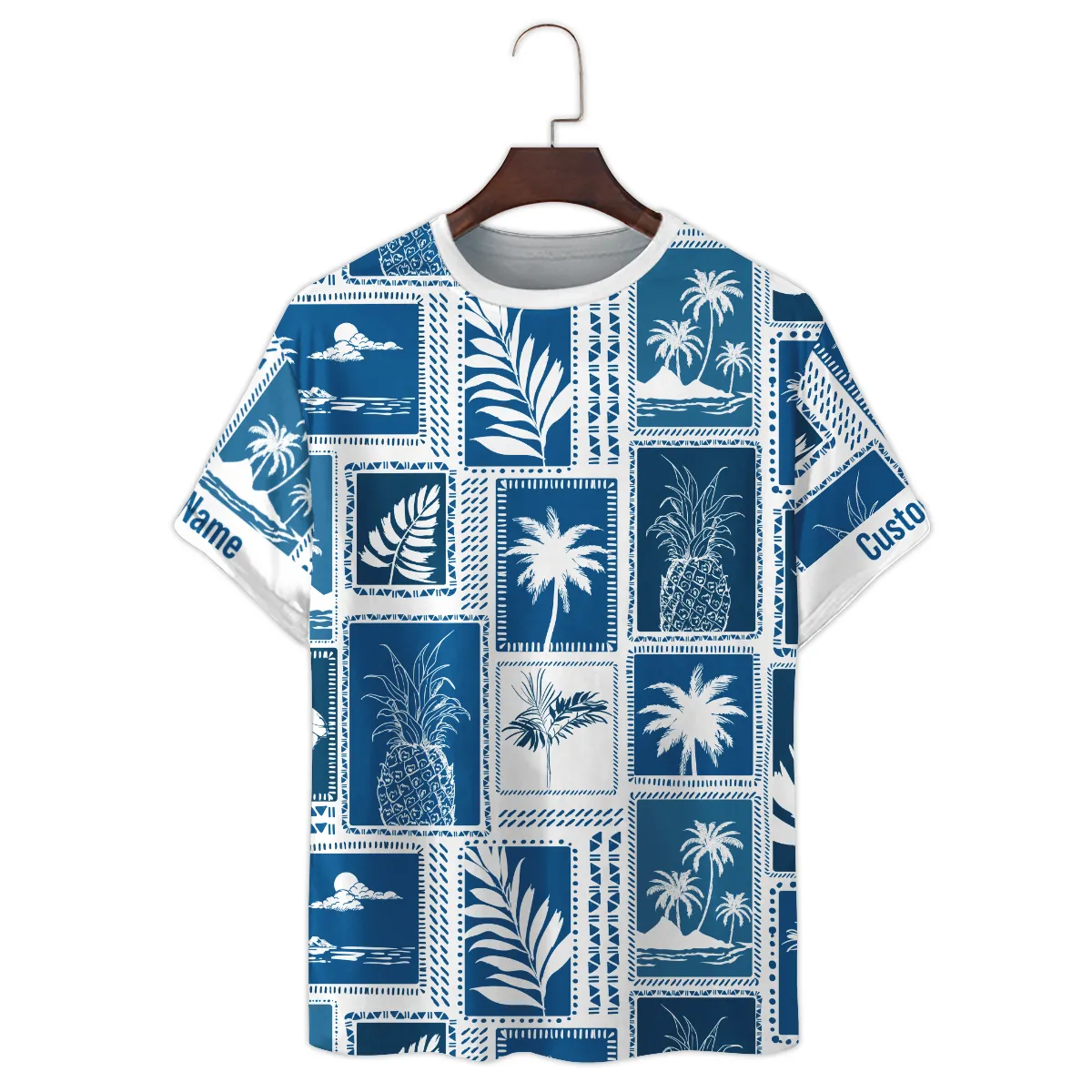Canon Retro Monotone Blue Tropical Photography Summer Pattern Premium T-Shirt All Over Prints Gift Loves BL1125A10CNTS