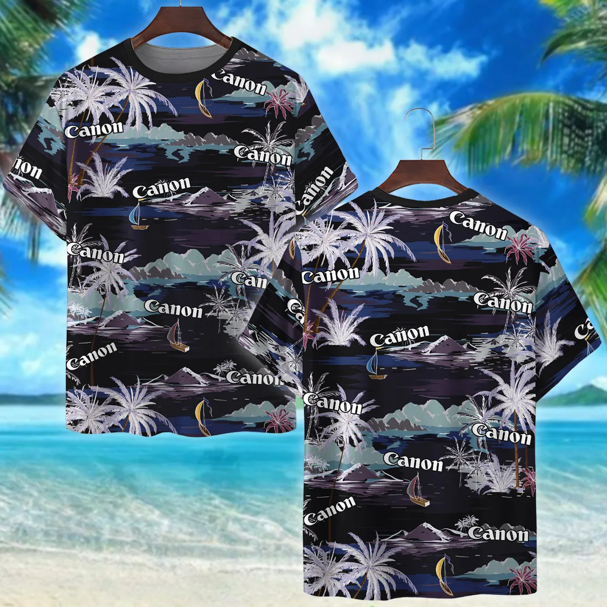 Canon Summer Night Island Pattern Photography Summer Pattern Premium T-Shirt All Over Prints Gift Loves BL1125A18CNTS