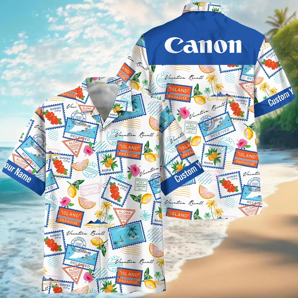 Canon Summer Vacation Stamp Photography Summer Pattern Oversized Hawaiian Shirt All Over Prints Gift Loves BL1125A49CNHW