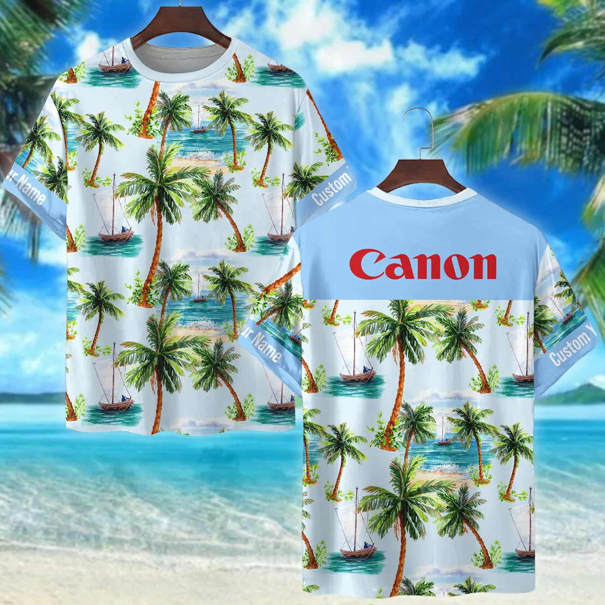 Canon Surfboard Seashore  Cloud Palm Photography Summer Pattern Premium T-Shirt All Over Prints Gift Loves BL1125A36CNTS