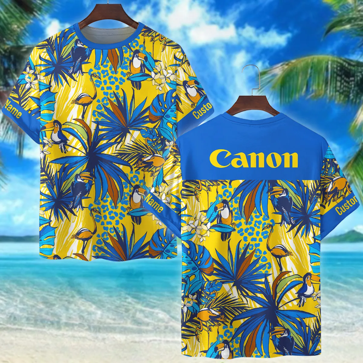 Canon Toucan Flamingo Monstera Palm Photography Summer Pattern Premium T-Shirt All Over Prints Gift Loves BL1125A24CNTS