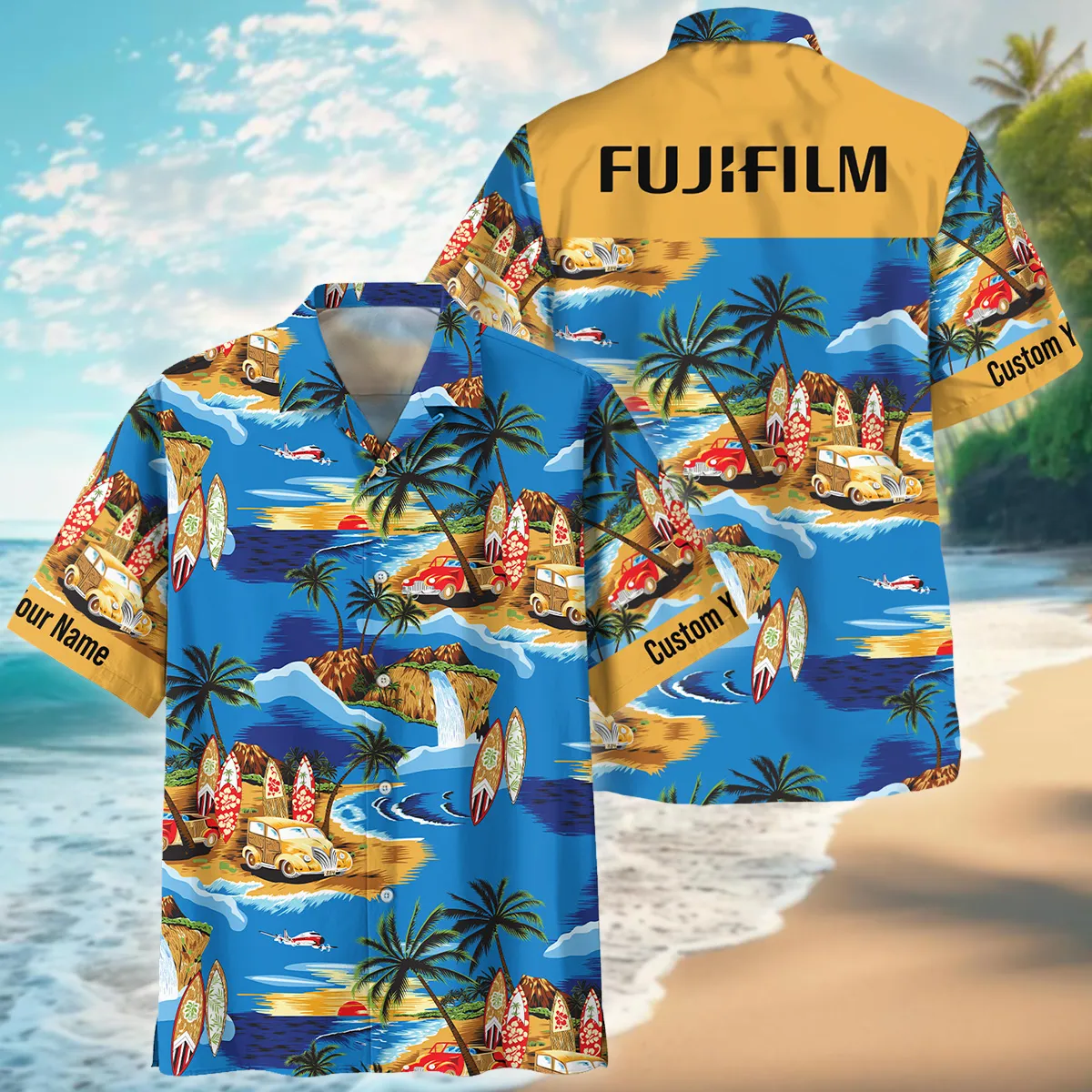 Fujifilm Cars Surfboards Beach Shore Photography Summer Pattern Oversized Hawaiian Shirt All Over Prints Gift Loves BL1125A37FJFHW