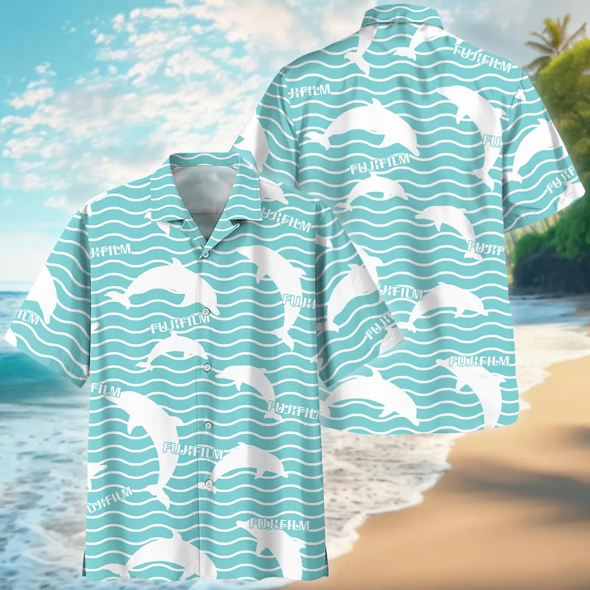 Fujifilm Dolphins And Waves Photography Summer Pattern Oversized Hawaiian Shirt All Over Prints Gift Loves BL1125A43FJFHW
